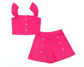 Conjunto Rose Juv Fem Reg Malha Canel Cropped Shor