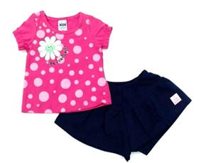 Conjunto Jidi Bebe Fem M/c Cotton Short Moletinho