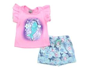 Conjunto Pk Bebe Fem M/c Cotton Short-saia