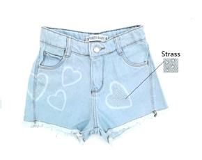 Short Importsb Inf Fem Jeans Strass Coração