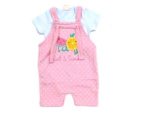 Jardineira Viston Bebe Fem M/c Moletinho Blusa 2pç