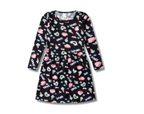 Vestido Anale Infantil Manga Longa Poliéster Estampado Flanelado