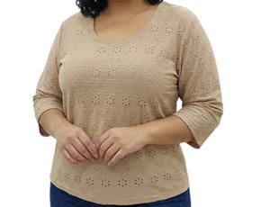Blusa Sobmedida Adulto Extra Grande Feminina Manga 3/4 Poliéster Lesi