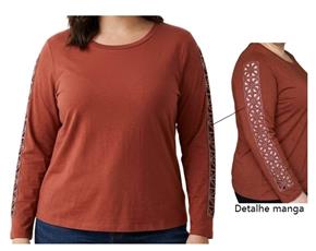 Blusa Sobmedida Adulto Extra Grande Feminina Manga Longa Viscolycra Strass