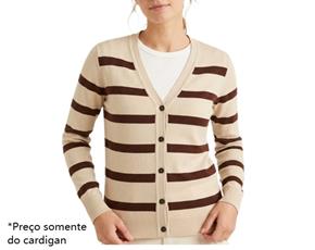 Cardigan Zidara Adulto Feminino Lã/Acrílico Listrado