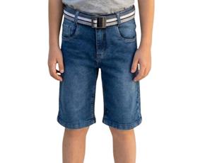 Bermuda Perbol Infantil Masculina Jeans Lycra Cinto