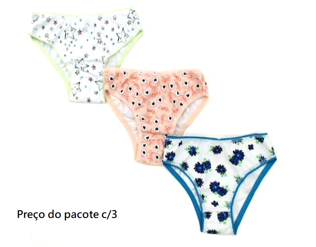 Calcinha Faber Infantil Cotton Sortida (c/3)