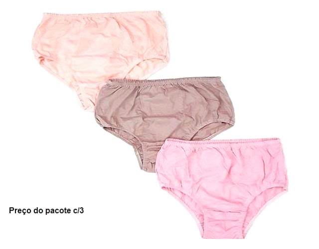 Calcinha Kellynha Adulto Algodão Lisa (c/3)