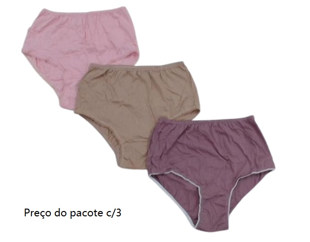 Calcinha Kellynha Adulto Extra Grande Algodão (c/3)