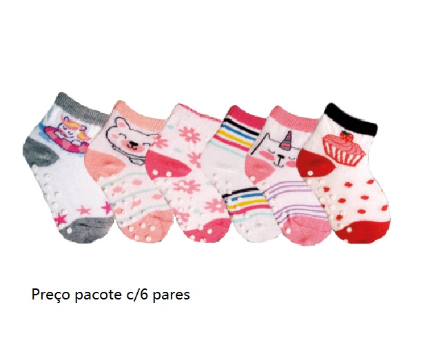 Meia You Primeiros Passos Algodão Antiderrapante (c/6)