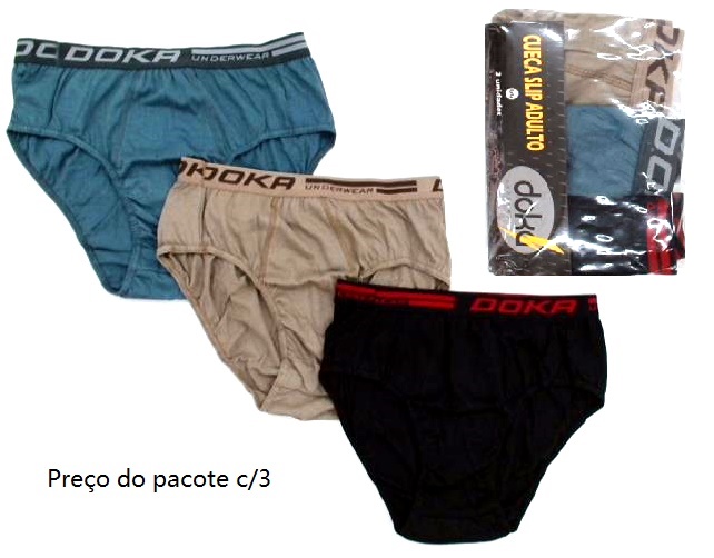 Cueca Doka Adulto Extra Grande Algodão  (c/3)