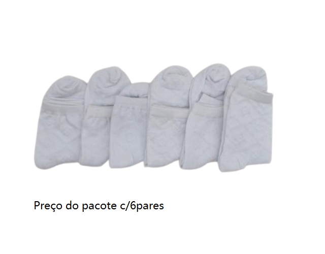 Meia Unic Adulto Algodão Trabalhada Cano Curto (c/6)