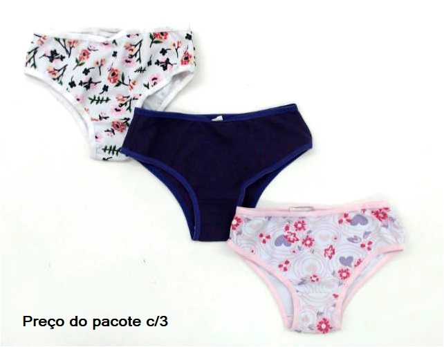 Calcinha Faber Infantil Cotton Sortida (c/3)