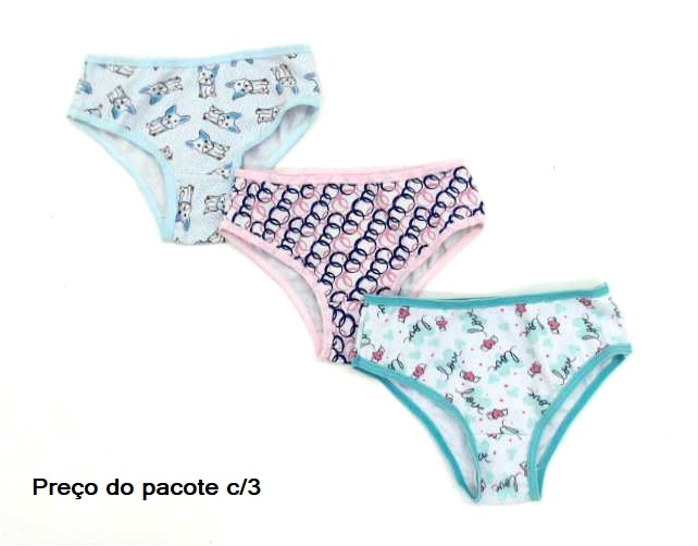Calcinha Faber Infantil Cotton Sortida (c/3)
