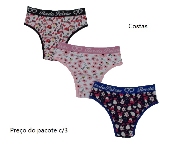 Tanga Flordapaixao Adulto Cotton Estampado (c/3)
