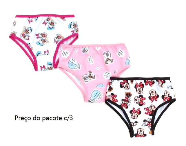 Calcinha Flordapaixao Infantil Cotton Estampado (c/3)