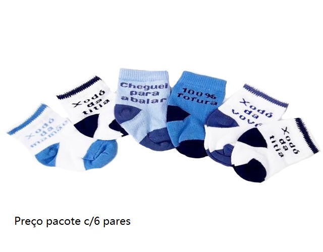 Meia You Bebe Algodão Frases (c/6)