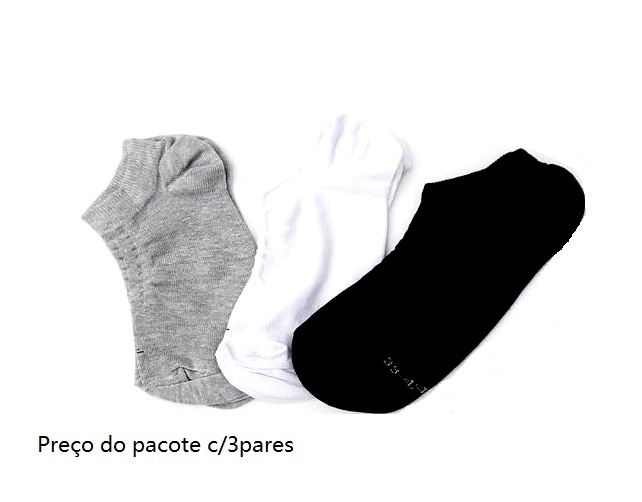 Meia Kl Adulto Algodão Sapatilha Invisível(c/3)