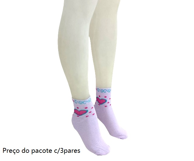 Meia Apollo Adulto Feminina Algodão Soquete (c/3)
