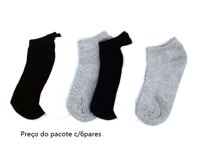 Meia Unic Adulto  Algodão Sapatilha Trabalhada (c/6)