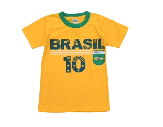 Camiseta Otan Juvenil Manga Curta Malha Brasil Amarela