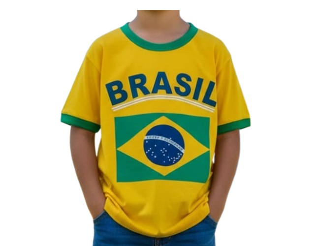 Camiseta Otan Juvenil Manga Curta Malha Brasil Amarela