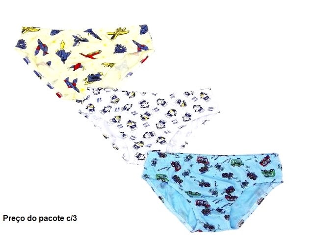 Cueca Bimbobello Infantil Algodão Estampado (c/3)