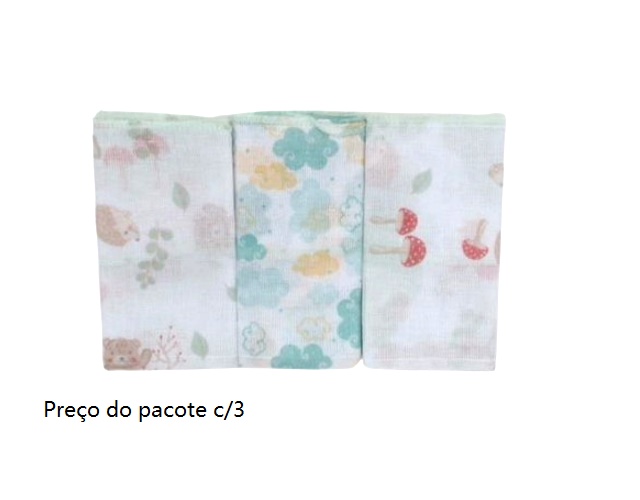 Toalha-boca Papi Bebe Fralda 32x32 Cm (c/3)