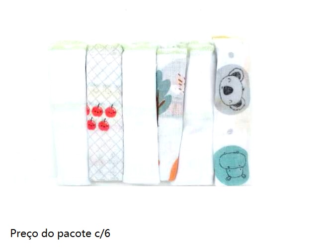 Toalha-boca Karinho Bebe Unissex Algodão Sortida (c/6)