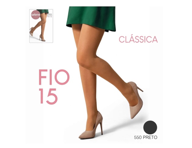 Meia-calça Selene Adulto Clássica Fio 15 - Preto.550