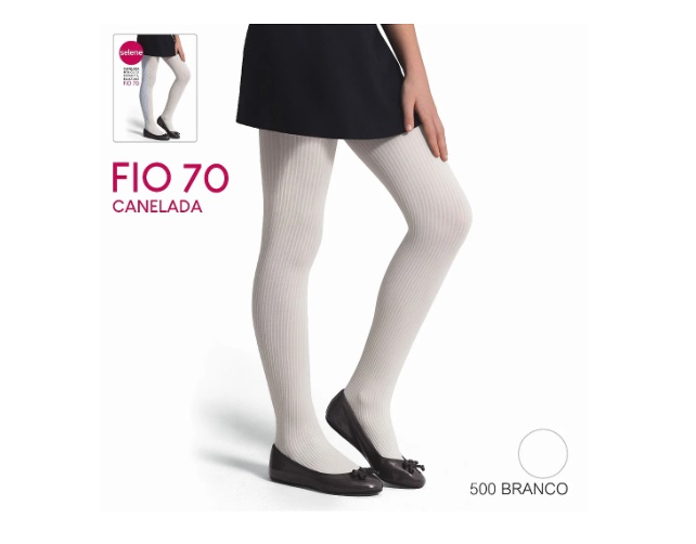 Meia-calça Selene Inf Canelada Fio 70 Branca