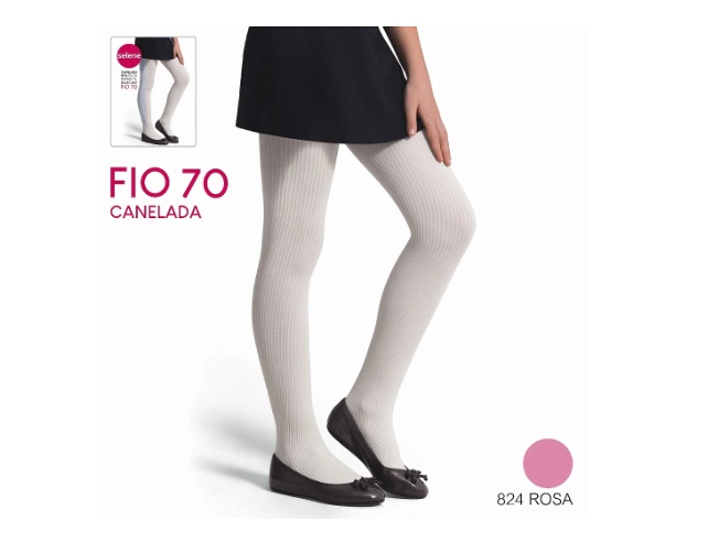 Meia-calça Selene Inf Canelada Fio 70 Rosa