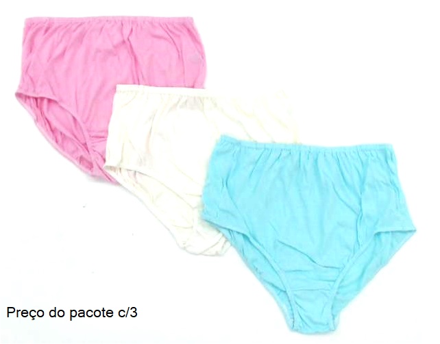 Calcinha Dondoka Adulto Extra Grande Algodão (c/3)