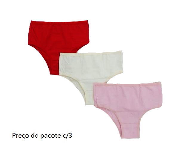 Calcinha Kellynha Infantil Cotton Lisa (c/3)