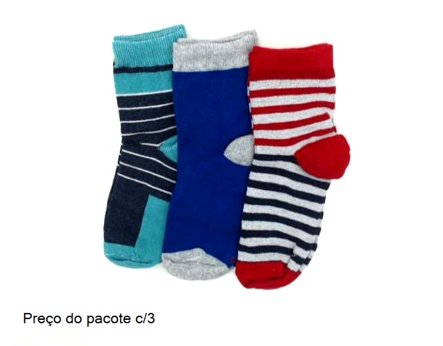 Meia Byfiapo Infantil Unissex Algodão (c/3)