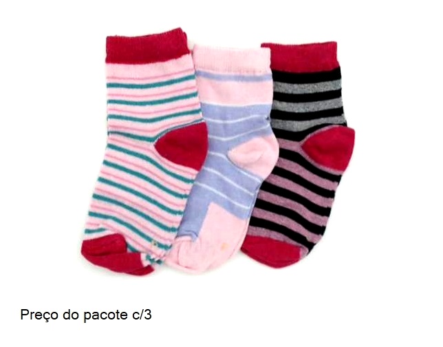 Meia Byfiapo Infantil Unissex Algodão (c/3)
