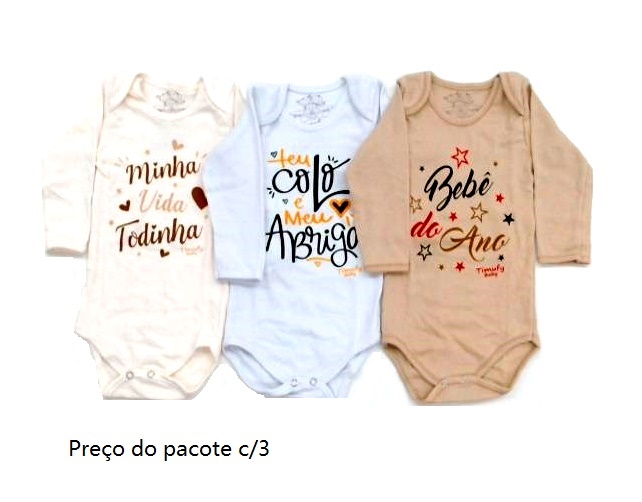 Body Timufy Bebe Unissex Manga Longa Suedine (c/3)