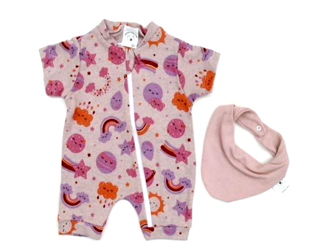Macacão Mafessoni Bebe Fem M/c Suedine Zíper + Ban