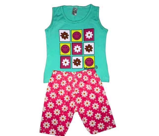 Conjunto Maindra Infantil Feminino Regata Cotton Bermuda