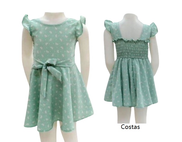 Vestido Nilvitex Primeiros Passos Manga japonesa Poliéster