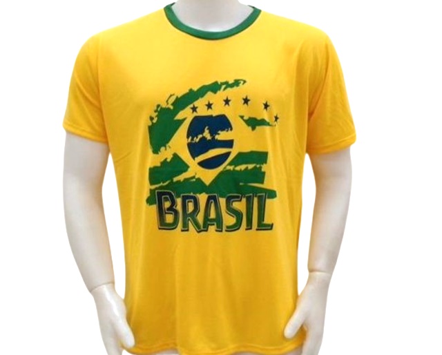 Camiseta Pacoleon Adulto Masculino Manga Curta Malha Pv Brasil