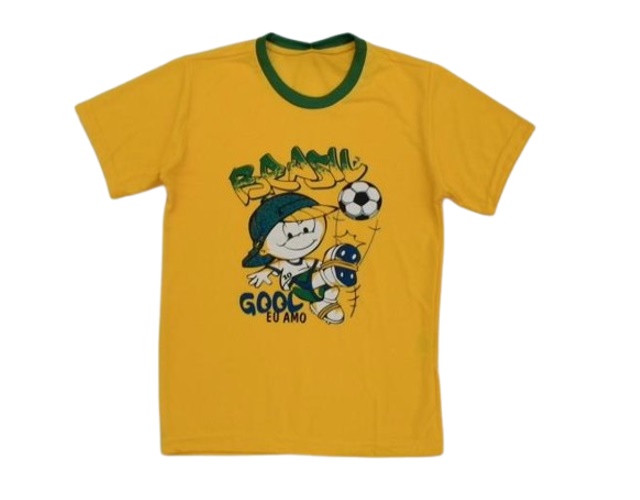 Camiseta Pacoleon Infantil Unissex Manga Curta Malha Pv Brasil