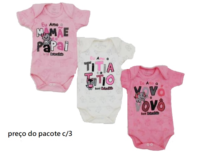 Body Bebebrincalhao Bebe Fem M/c Suedine (c/3)