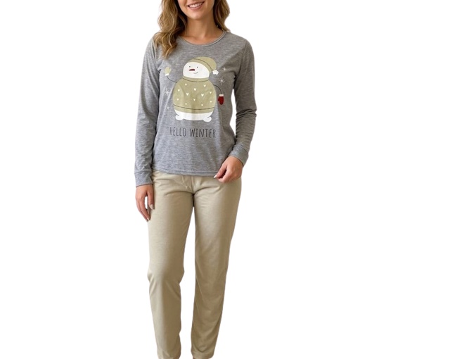 Pijama Jucatel Adulto Feminino Manga Longa Malha Pv Calça