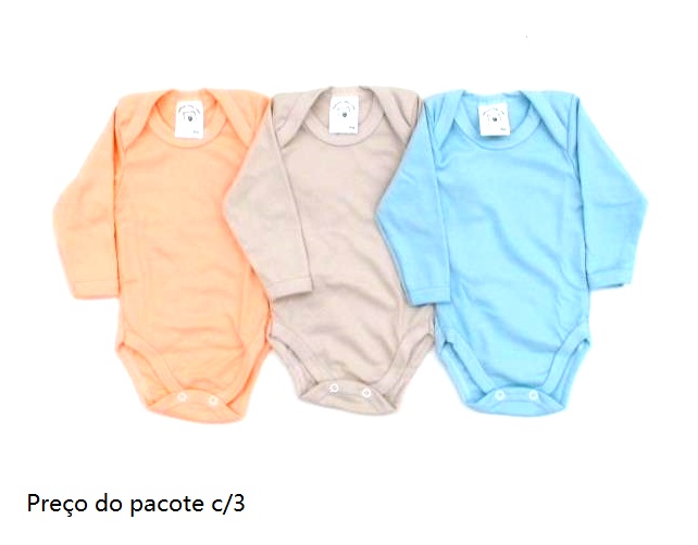 Body Mafessoni Bebe Manga Longa Malha Canelada (c/3)