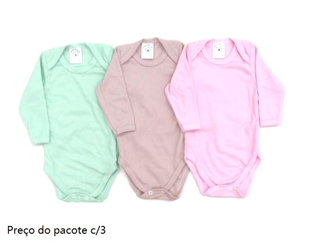 Body Mafessoni Bebe Manga Longa Malha Canelada (c/3)