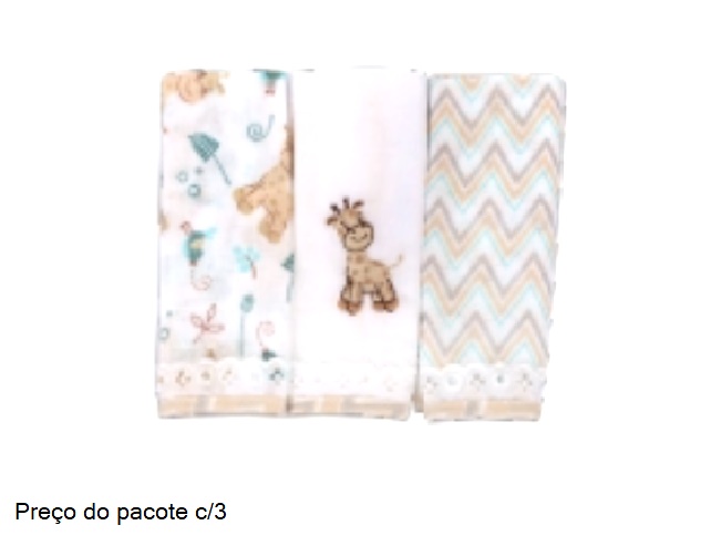 Toalha-boca Dengo Bebe Unissex Algodão 32x32cm(c/3)