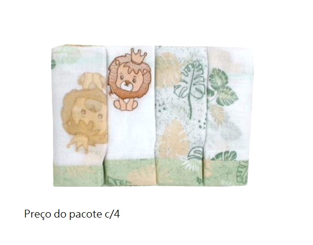 Toalha-boca Dengo Bebe Unissex Algodão 32x32cm(c/4)