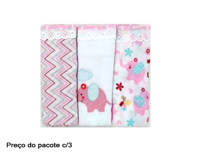 Fralda Minasrey Bebe Unissex Algodão C/bainha (c/3)