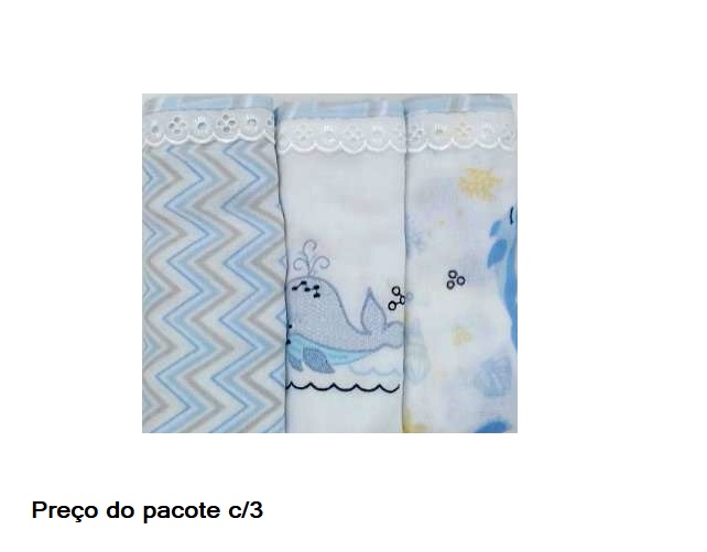 Fralda Minasrey Bebe Unissex Algodão C/bainha (c/3)